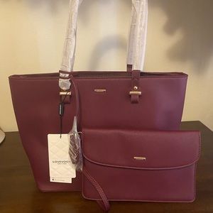 Large Maroon Purse 2 piece